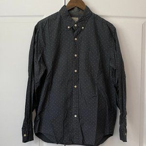 Men's J. Crew Button Down Shirt - Faded Black with Small Red Heart Pattern Color